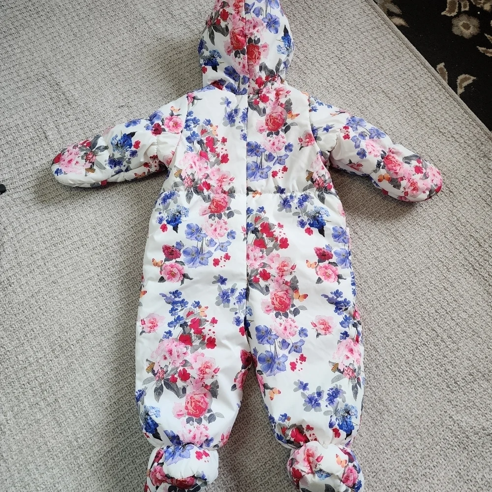 Vintage Floral Full Fleece Lined Snow Suit Size 12 Months
